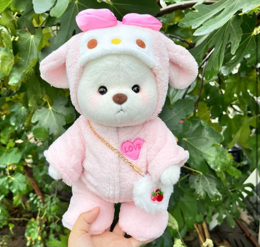 Söt nalle i rosa onepiece – med avtagbar dräkt